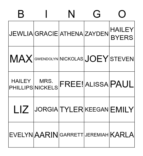 BACK TO SCHOOL BINGO Card