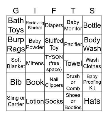 Present Bingo Card