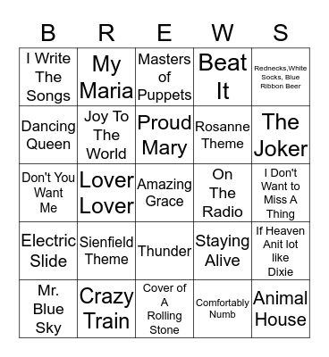 Boondocks Brews, Beats & Bingo Card