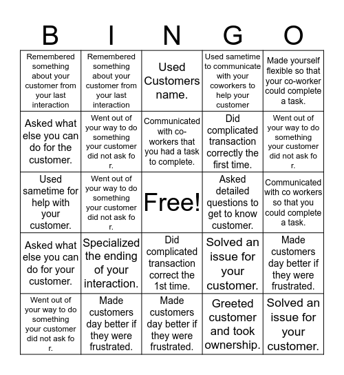 Banker Bingo Card