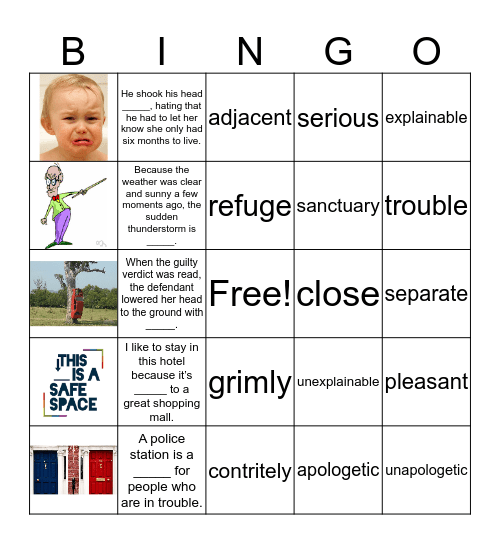 Holes Week 4 Vocabulary Bingo Card