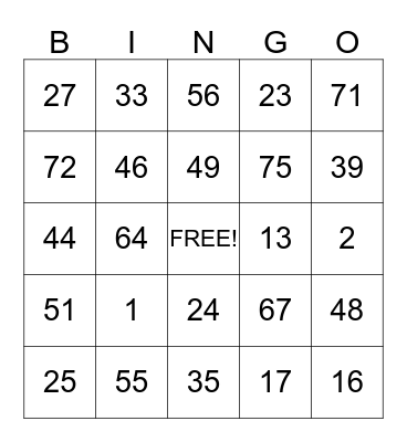 National Residence Hall Honorary Bingo Card