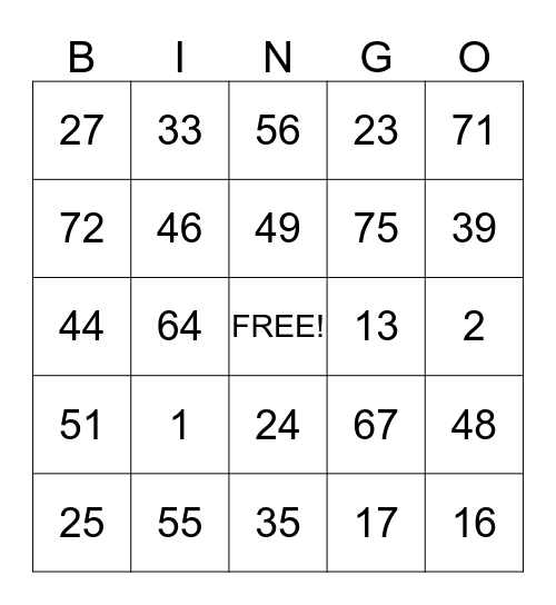 National Residence Hall Honorary Bingo Card