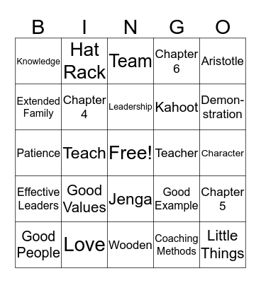 Wooden Chapters 4-6 Bingo Card