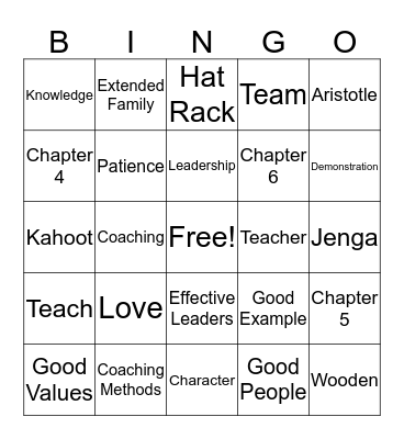 Wooden Chapters 4-6 Bingo Card