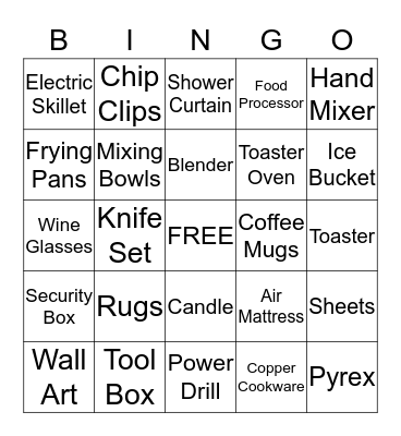 Mark & Jessica's Wedding Shower Bingo Card