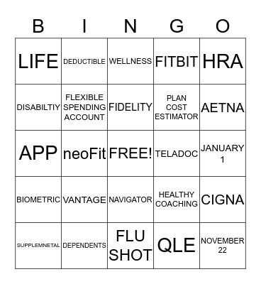 OPEN ENROLLMENT 2013 Bingo Card