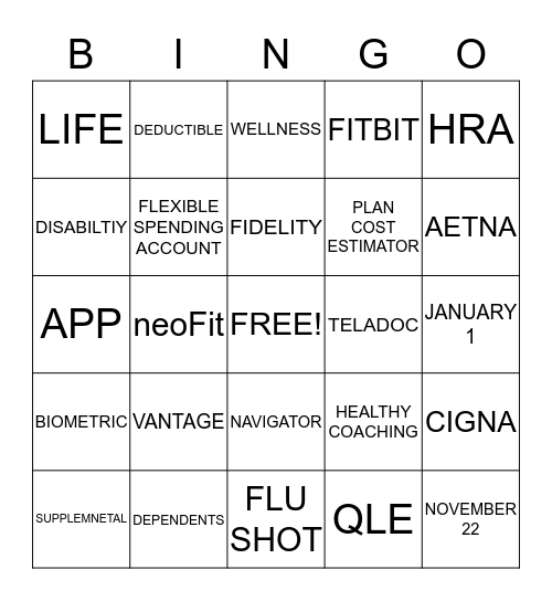 OPEN ENROLLMENT 2013 Bingo Card