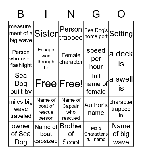 "Rogue Wave" Bingo Card
