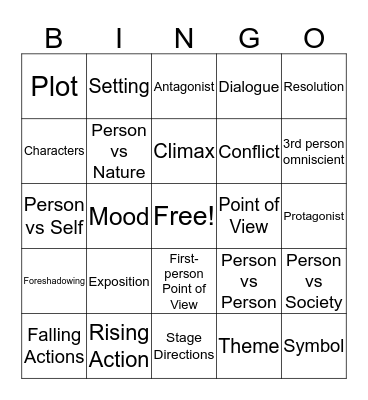 Story Elements Bingo Card