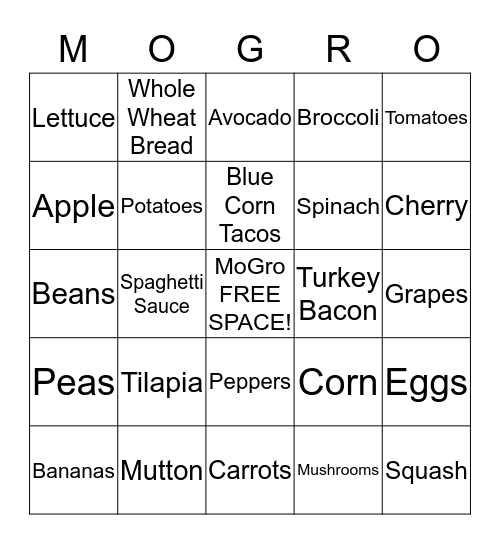 MoGro Bingo Card