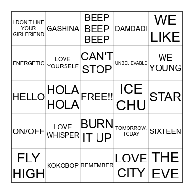 MID 2017 K-POP SONGS Bingo Card