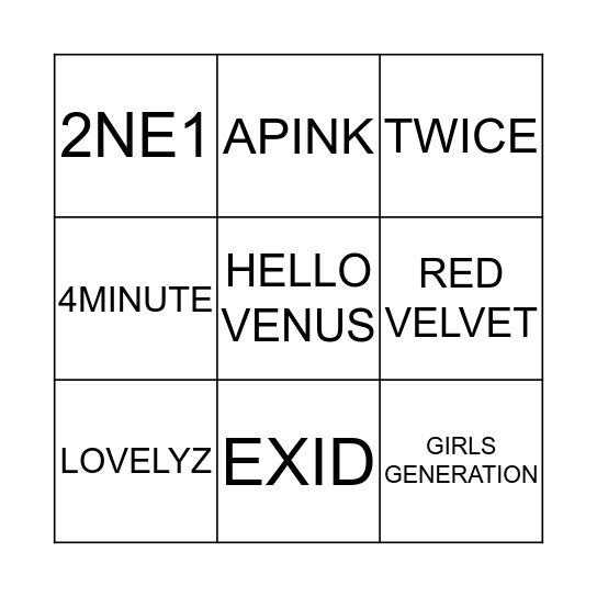 GIRL GROUP BINGO Card
