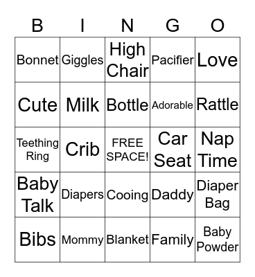 BABY SHOWER Bingo Card