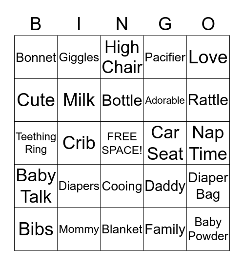 BABY SHOWER Bingo Card