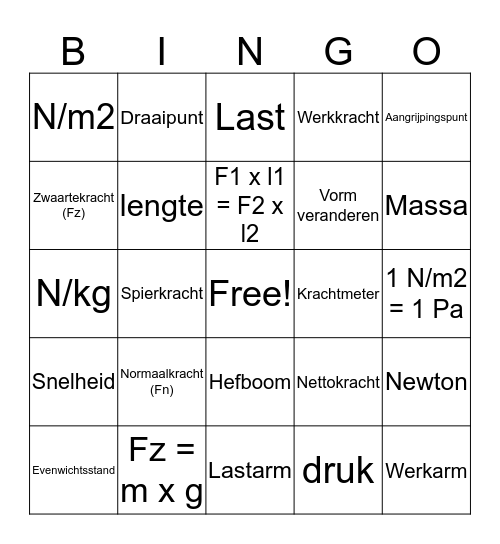 H1 krachten Bingo Card