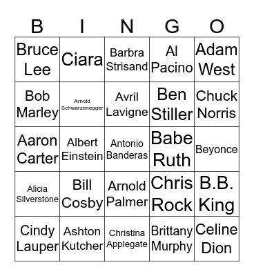 ABC Celebrities Bingo Card