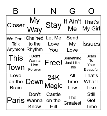Music Bingo Card