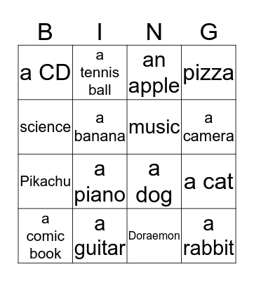 Do you have...? Bingo Card