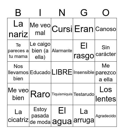 Etapa 1 Loteria Bingo Card