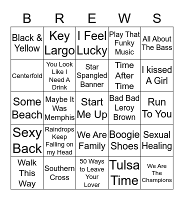 Boondocks Brews, Beats & Bingo Card