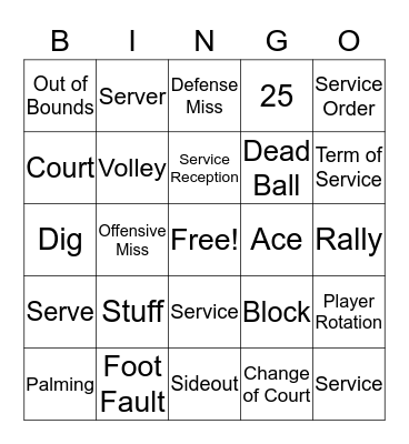 FAU Volleyball BINGO Card