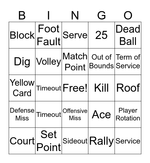 FAU Volleyball BINGO Card