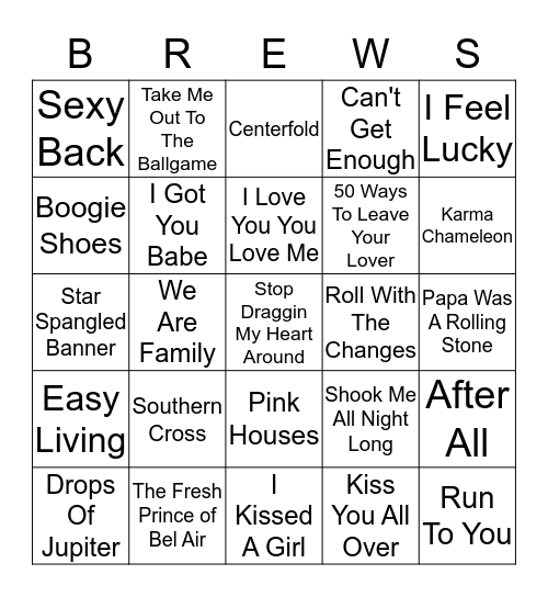 Boondocks Brews, Beats & Bingo Card