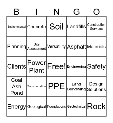 S&ME Bingo Card