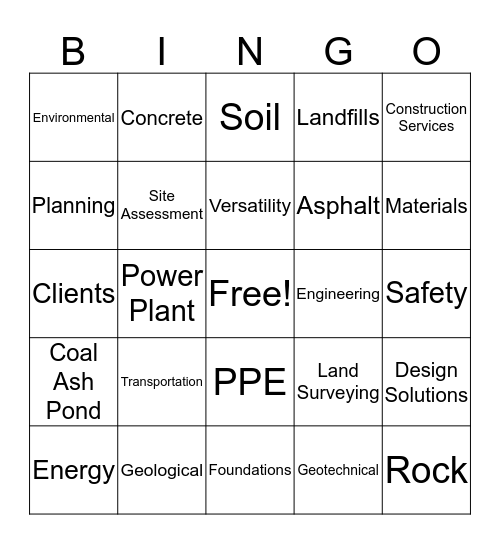 S&ME Bingo Card