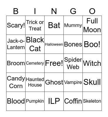 ILP Halloween Bingo!! Bingo Card