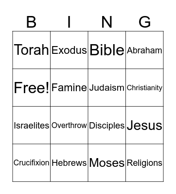 Religions Bingo Card