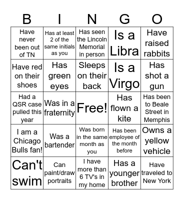 Untitled Bingo Card
