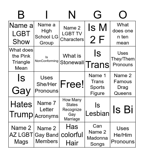 LGTBingo Card