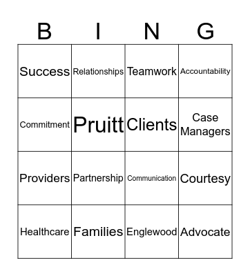 Englewood Health Care, Inc. Bingo Card