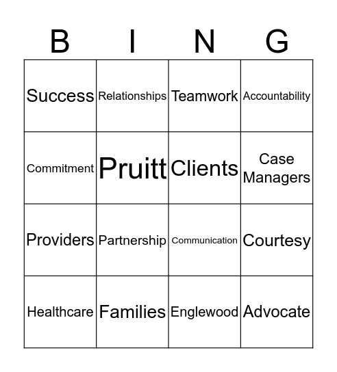 Englewood Health Care, Inc. Bingo Card