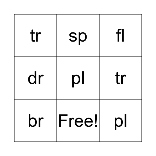 Initial Sound Bingo Card