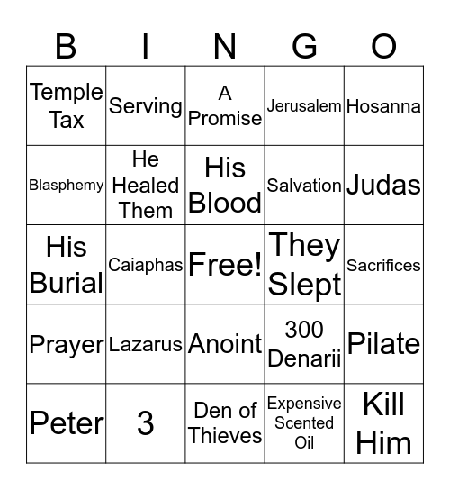 Passover Week - September 2017 Bingo Card