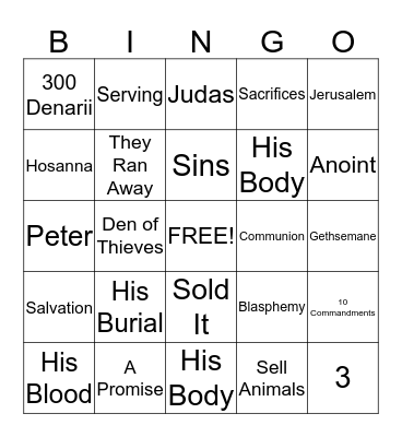 Passover Week - September 2017 Bingo Card