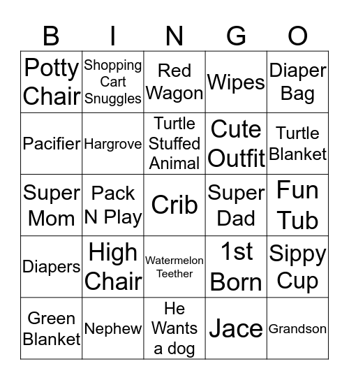 Baby Jace Bingo Card