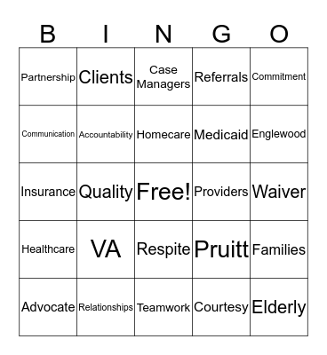 Englewood Health Care, Inc.  Bingo Card