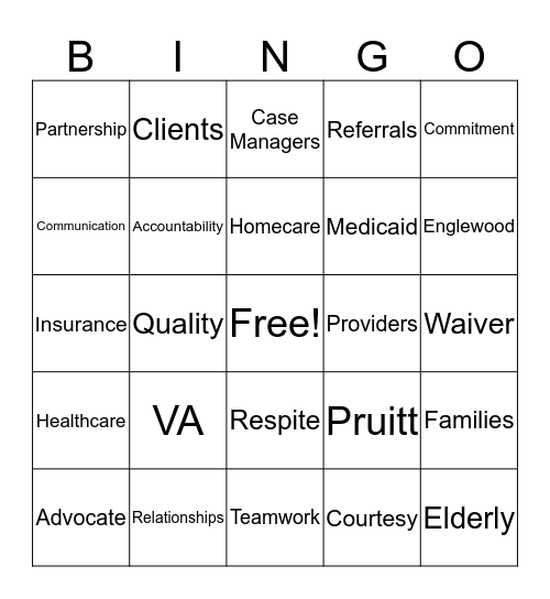 Englewood Health Care, Inc.  Bingo Card