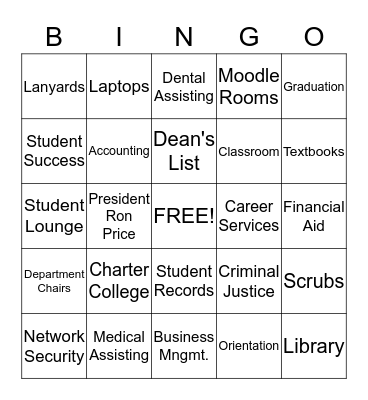 Charter College Bingo! Bingo Card
