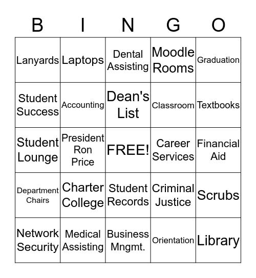 Charter College Bingo! Bingo Card