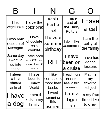 6A Bingo Card