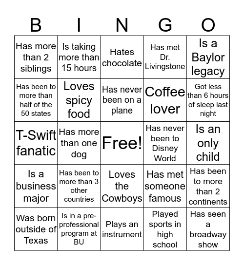 Get to Know the SR Committee! Bingo Card