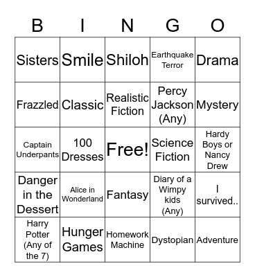 Genre Pie Bingo - Write the name of the person in the square Bingo Card