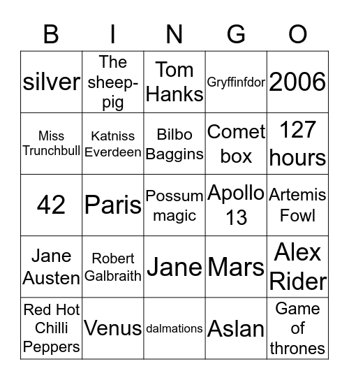 Lit. bits & pieces - B Bingo Card