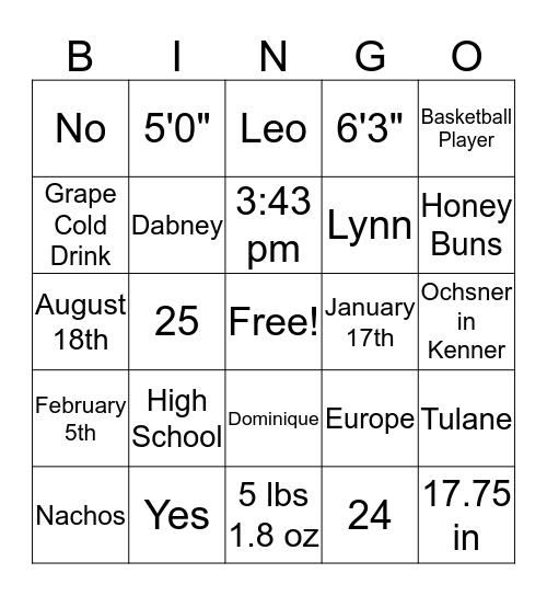 How Well Do You Know Them: BINGO Edition Bingo Card