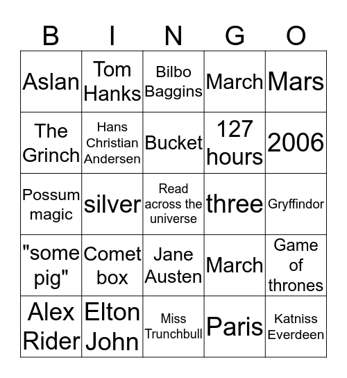 Lit. bits & pieces - E Bingo Card